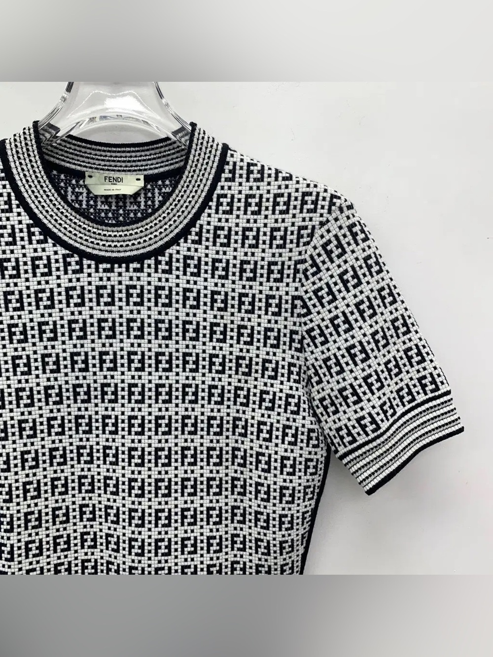 Fendi Black & White FF Monogram Crewneck Sweater